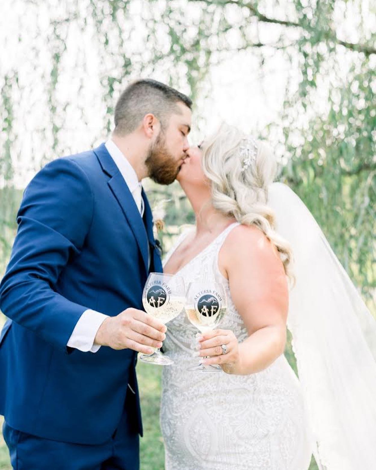 A couple celebrating their wedding at Alturia Farm
